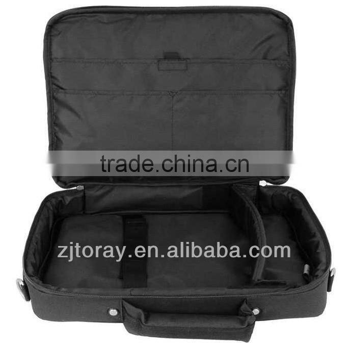 Fully open padded polyester laptop bag with multi-functional workstation pockets