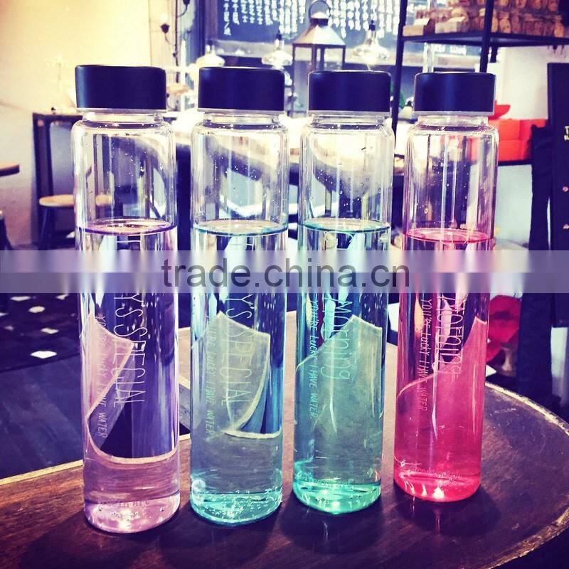 Students glass water bottle in guangzhou unbreakable glass water bottle