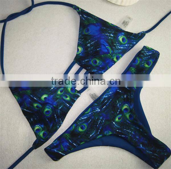 Bikni 2016 New Fashion Women Sexy Reversible Push Up Swimwear Print Bathing Suit Bra Swimsuit