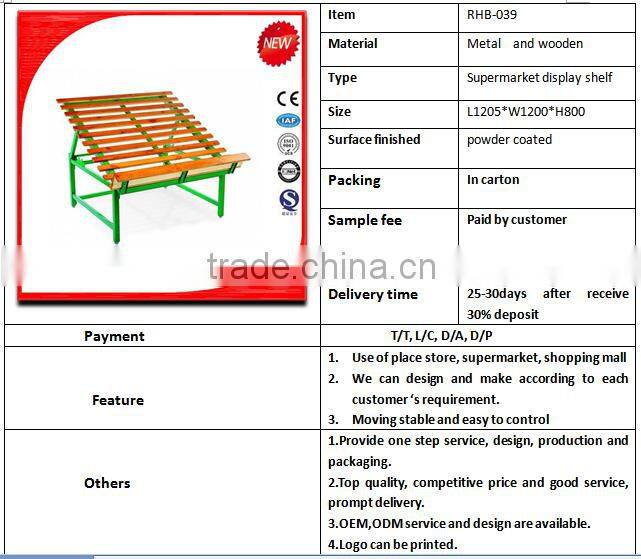 Protable fruit and vegetable display shelves for supermarket