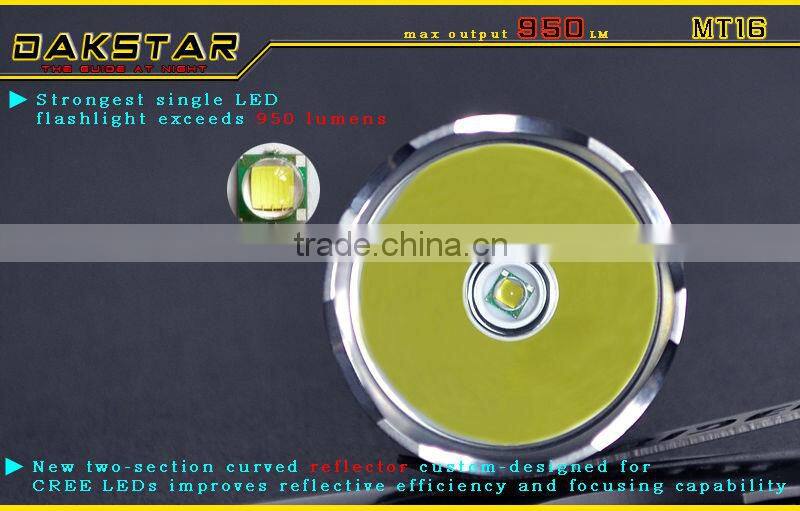 DAKSTAR MT16 XML T6 950LM 18650 High Power Deep Reflector CREE LED Police Tactical Flashlight Rechargeable Torch