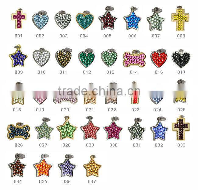customized crystal heart pet ID charm for necklace