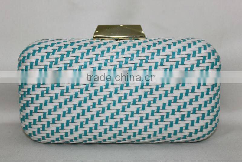 2014 High Quality New Arrival colorful knit evening bag satin clutch bag