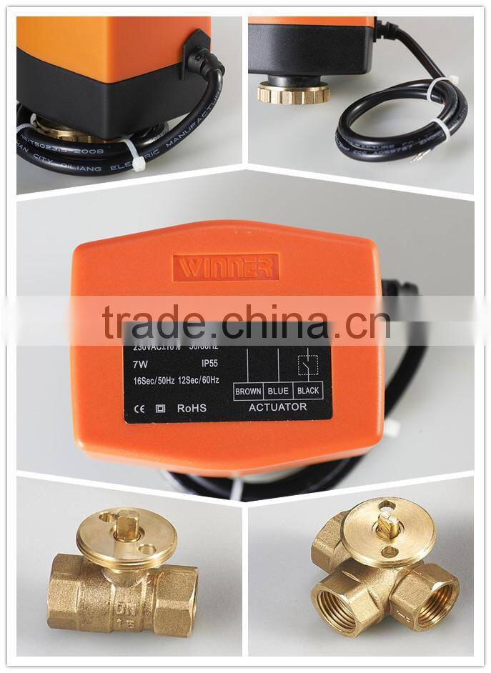 3 way motorized ball valve, DN15 electric ball valve, 24V ball valves for HVAC system