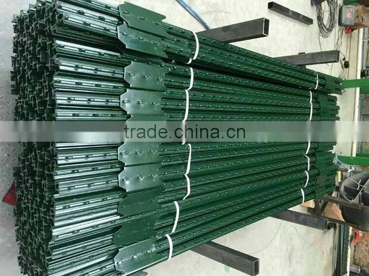 Green paint steel studded t post for USA market