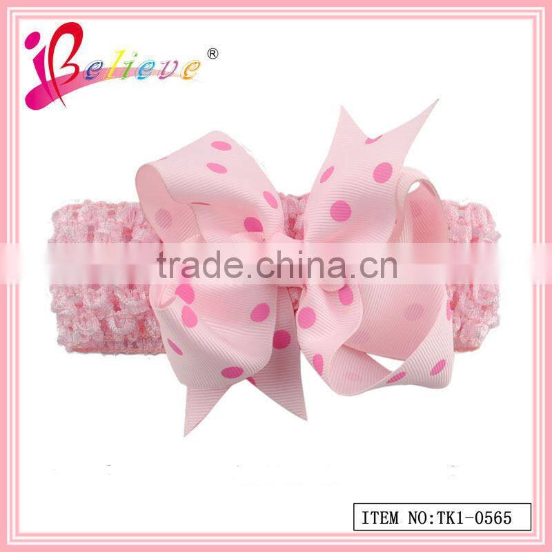 Fashion elastic hairband wholesale flashing bow headband,chiffon bow baby headband