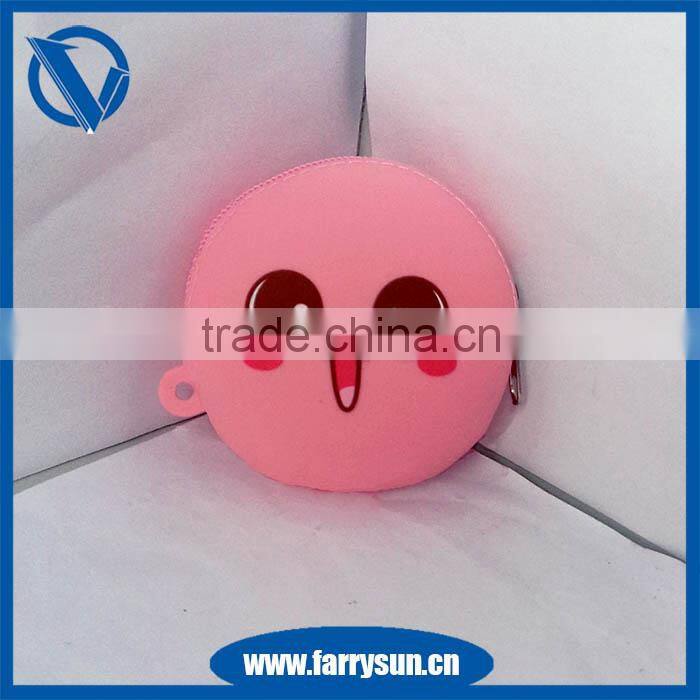 12 years factory direct Round cartoon purse/ zippper wallets/silicone pink wallet