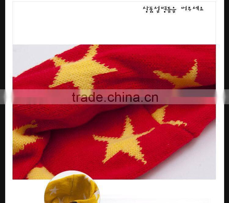 2014 New Arrival Stars And Cute Cats Pattern Kids Baby Winter Circle Loop Scarf