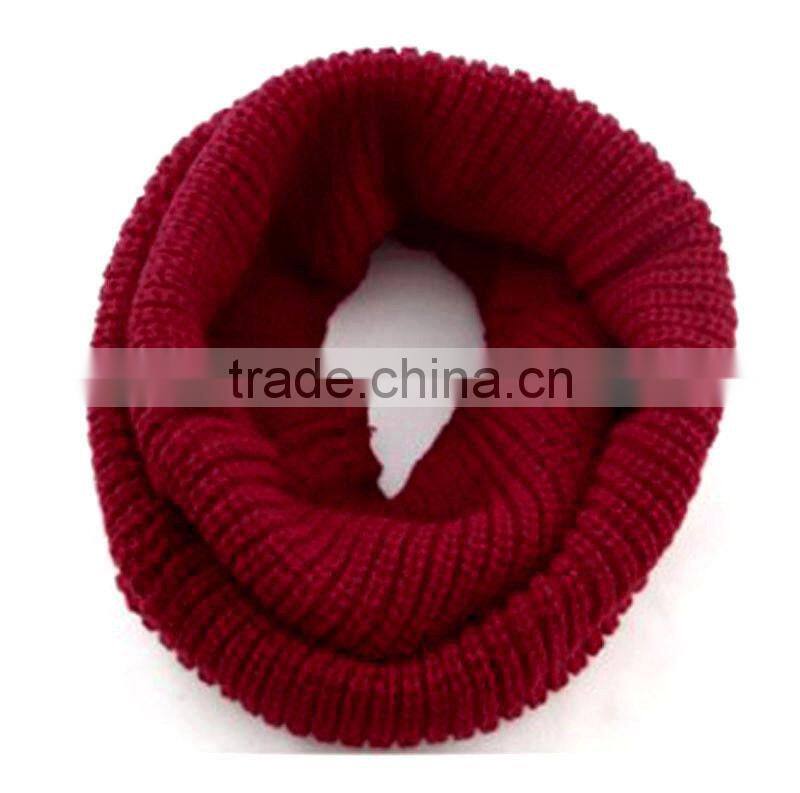 Hot Selling Fashion Women Plain Circle Loop Wool Knitted Scarf