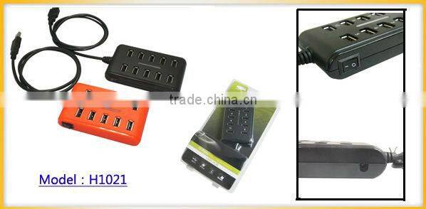 Hot selling 10 ports USB 2.0 high speed hub