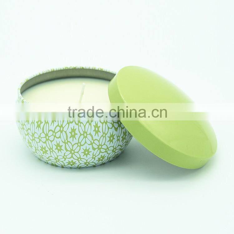 scented soybean wax candle in tin box with metal lid