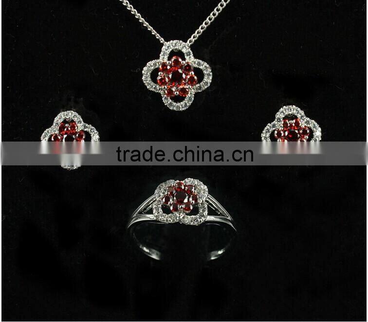 2014 Alibaba Bridal wedding jewelry necklace set diamond ruby jewelry set