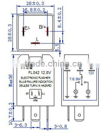 Auto Flasher electronics flasher relay 12V 24V 150W with failure indication WM FL042