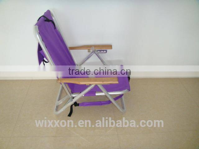 Popular Backpack Folding Reclining Wooden Handle Beach Chair