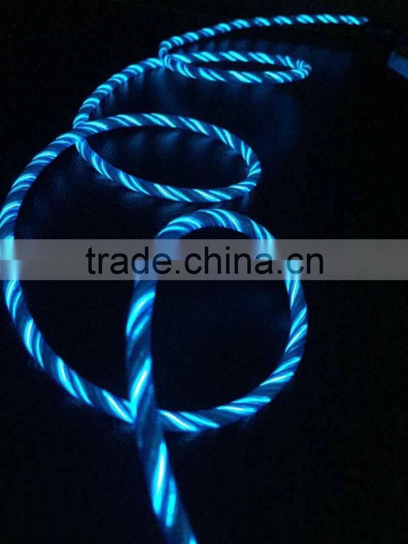 New design EL flowing USB data cable for iphone for android