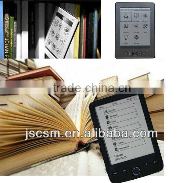 Hot seller! 6 inch e ink ebook with wifi support 802.11b/g touch screen 4Gmemory built-in made in china
