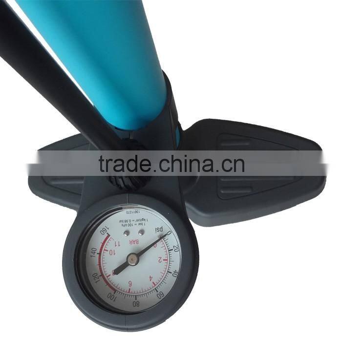 New design bike floor pump,high pressure iron bicycle floor pump with gauge for sell