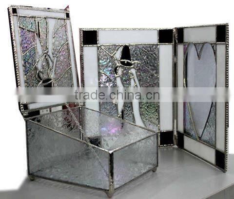 MX160097 wholesale rainbow shining stained glass jewelry box for wedding gift