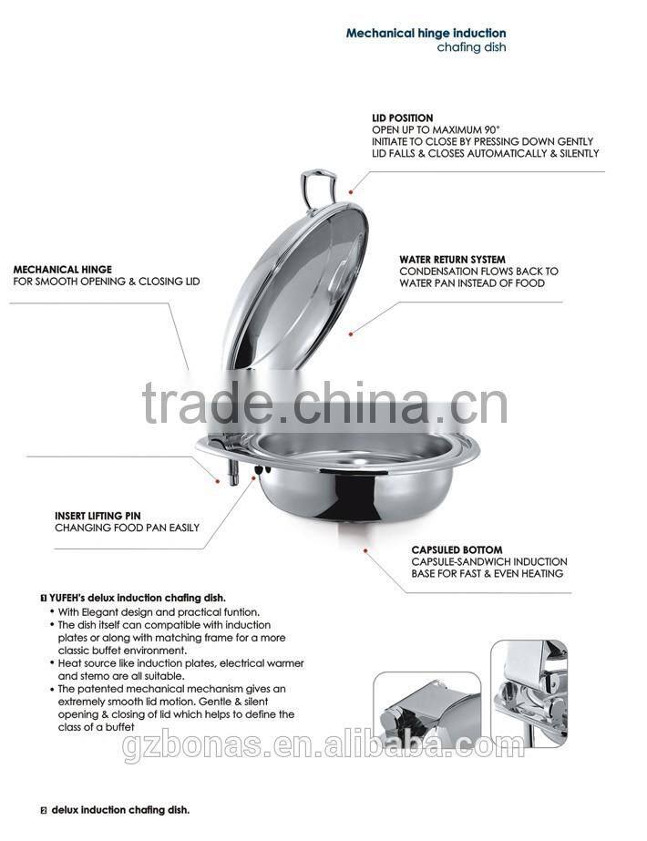 Round buffet induction soup station set W/Glass window lid W/11L bain marie