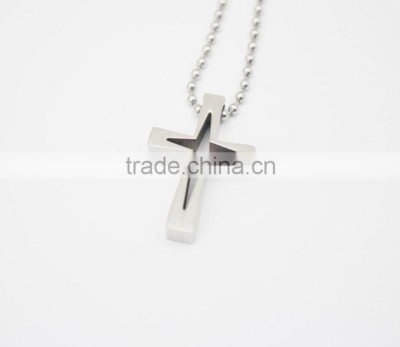 Silver Hollow Cross Pendant Fashion Men Necklace