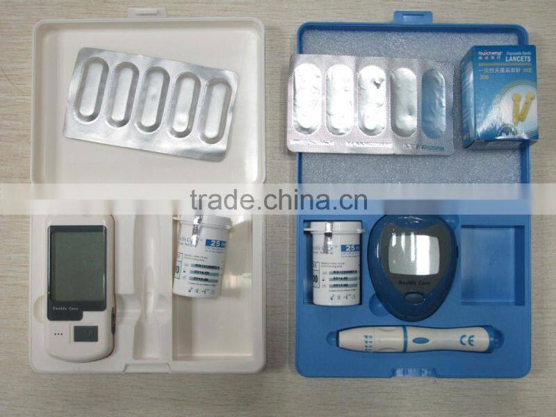 2015 new design High Quality Big Screen Glucose Meter With PC-link USB Cable/ Precise silver strips/ No pain function lancet pen