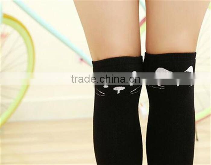 knee high socks women school young girls sock,wholesale red white cat design socks