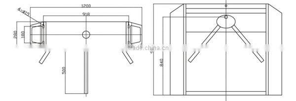304 stainless steel high quality swipe card crowd management bridge type tripod barrier