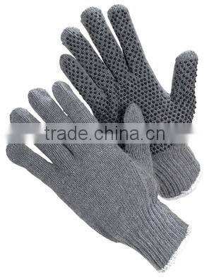 string knit gloves with PVC-dots on both sides, knit string glove, working gloves