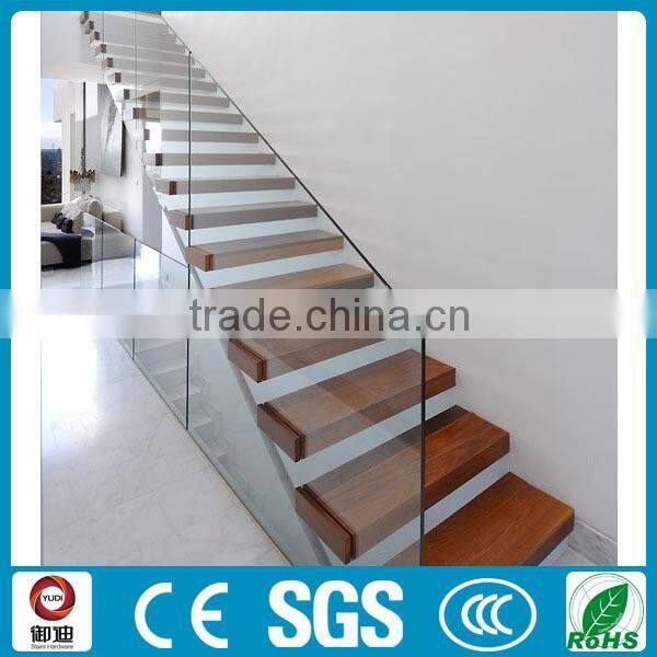 stainless steel floating wood tread stairway loft stairway
