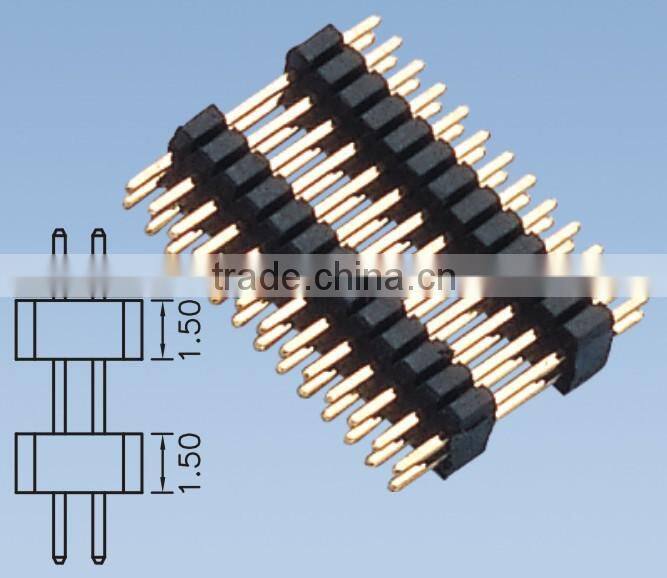 2 Row Double Plastic Straight Type Pin Header 1.0mm Insulator Height=1.5