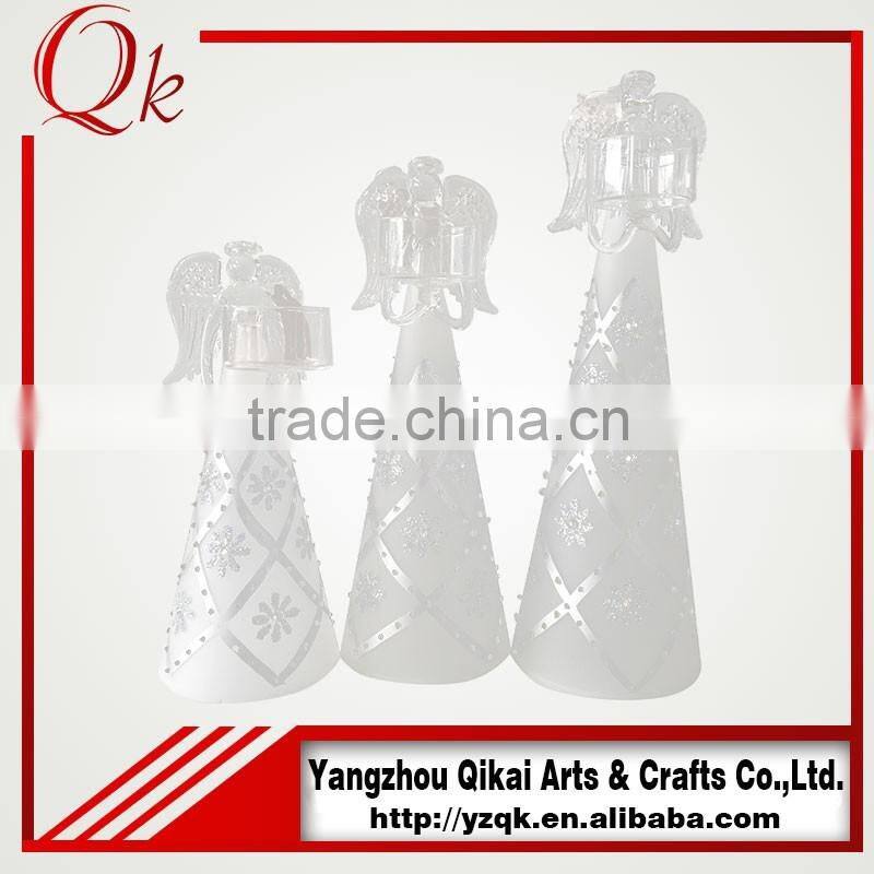 Cheap and good quality glass angels glass crafts with candlestick