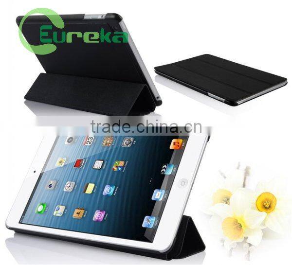 2014 Good qulity book smart folding leather case for ipad mini