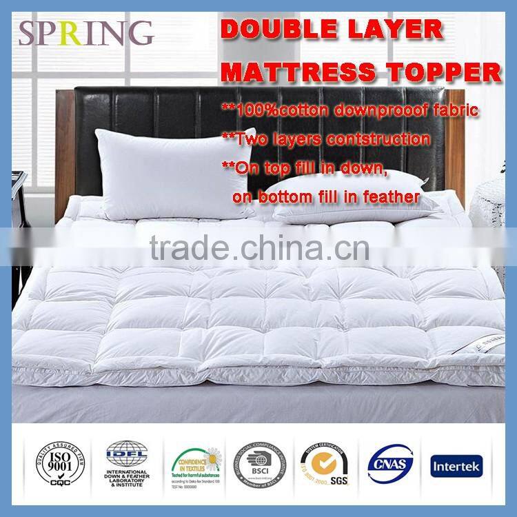 DOWN MATTRESS TOPPER TWO LAYERS DOWN FILLING ON TOP FEATHER FILLING ON BOTTOM QUEEN SIZE