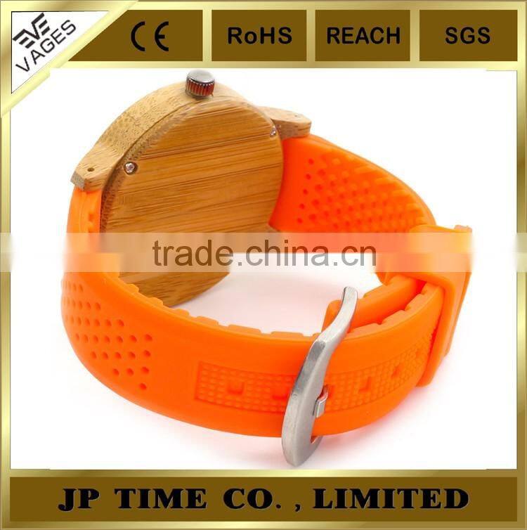 Newest Soft Silicone Band 4 colors for choice wood dial bamboo wood watch private label