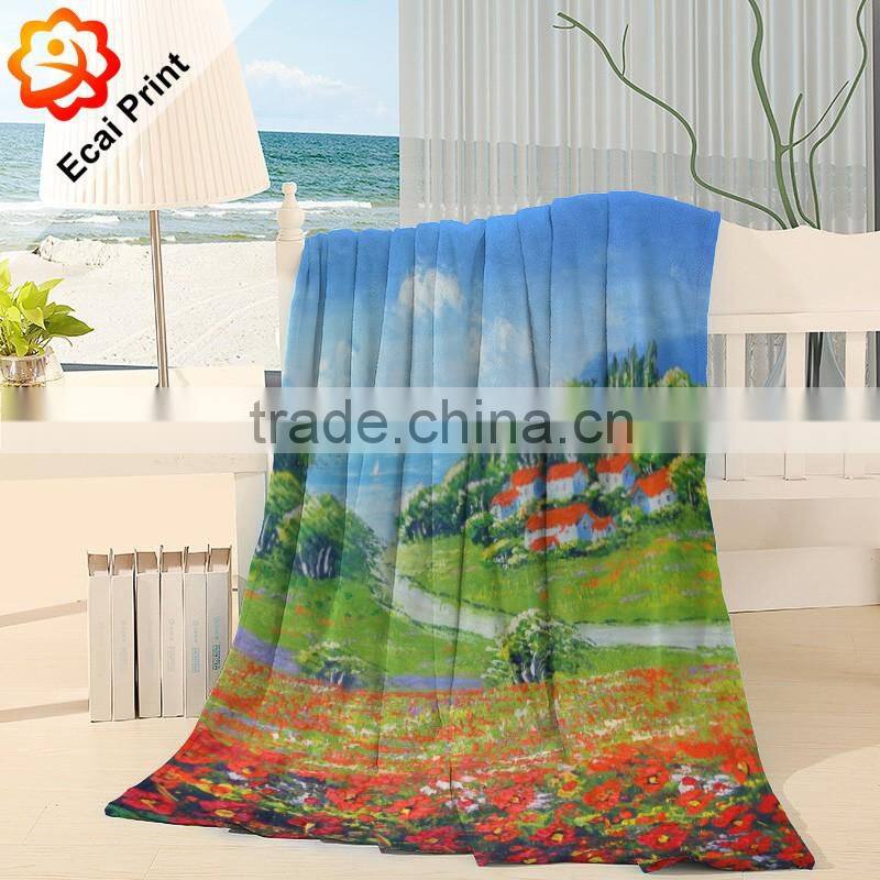 2016 queen size printing customize polyester blanket