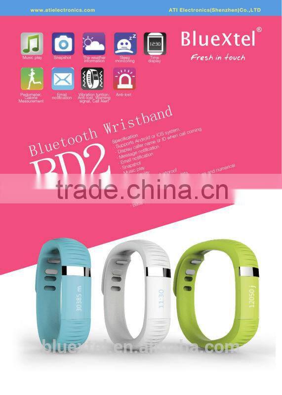 Sleep monitoring new arrival BT wristband Pedometer,Calorie Measurement bluetooth wrist watch BD2