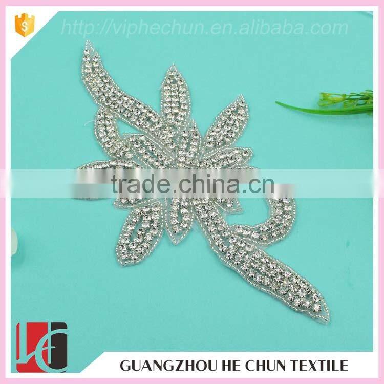 HC-3482 Hechun Hot Fix Crystal Beaded Lace Applique for Bridesmaid Dress