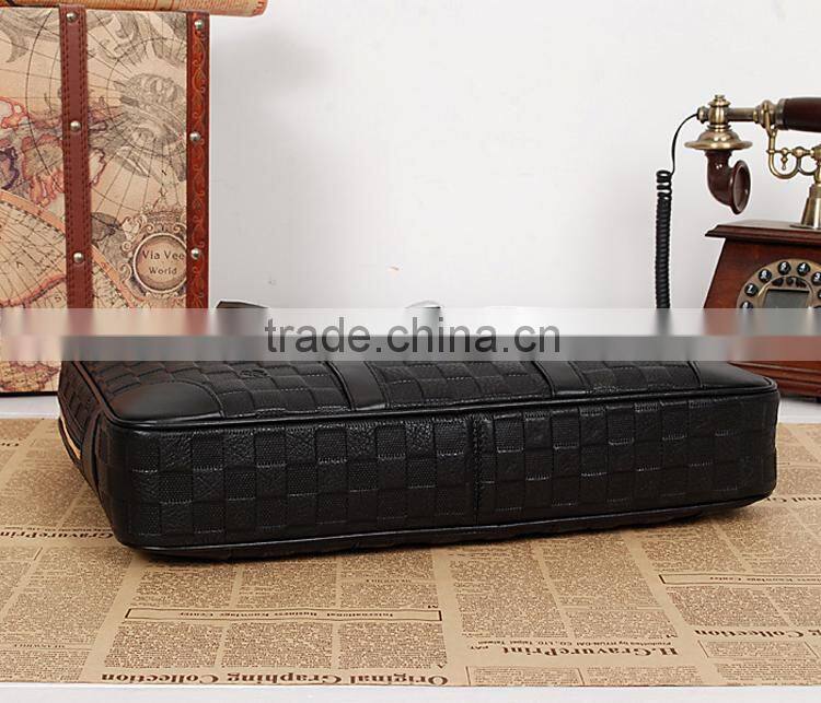 Best selling briefcase Mens Computer leather Bag Woven business Briefcase locks