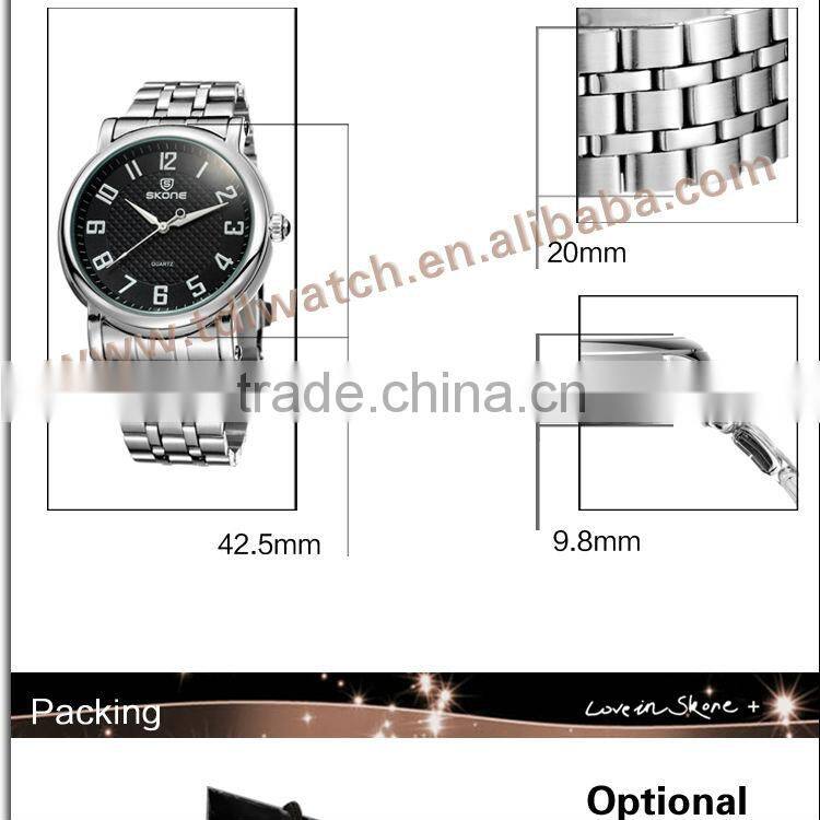SKONE 7214 cheap mens water resistant japan movt quartz watch stainless steel