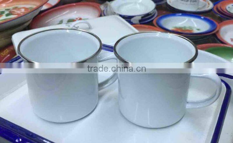 Promotional steel enamel camp mug for wholesale