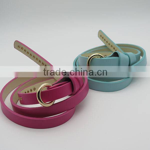 Lady's fashion skinny belt with eyelet