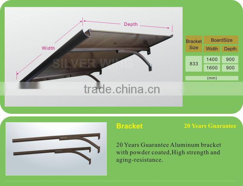 Creative new Euro design outdoor polycarbonate aluminium canopy