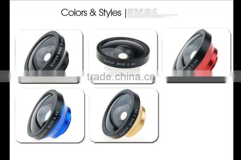 Universal Circular Clamp 0.4x super wide angle lens Wide Angle Camera Lens Optical Lens circle clip lens for iPhone 5 4 4S Samsu