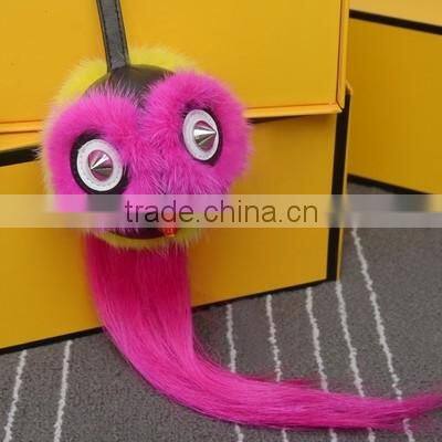 High quality real fur Keychain bag charm fasion owl fur keychain