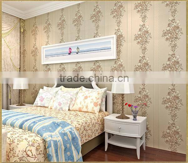 European pastoral wallpaper stripes 3D non-woven wallpaper concrete wall