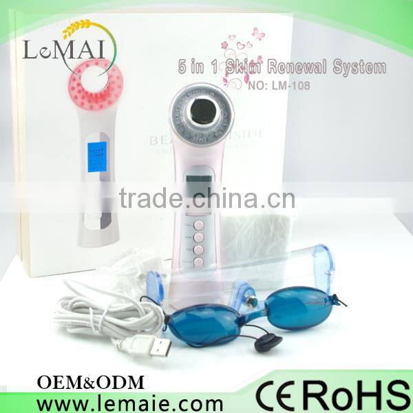 Galvanic photon ultrasonic ion beauty machine facial kit with massager