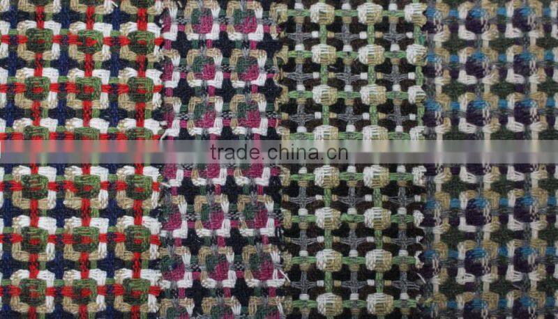 Fall winter yarn dyed knit plaid blend acryilic polyester wool fabric wholesale