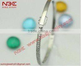 Costume hot sale 925 silver cz bracelet with pave setting heart charm,fashion charm bracelet jewelry for trendy&cute girls