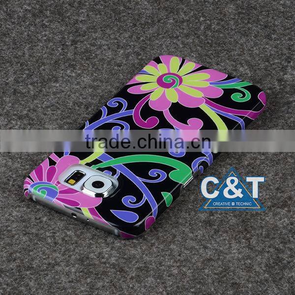 C&T Unique Big Flower Bloom Polycarbonate Hard Case Back Cover for Samsung S6 Black