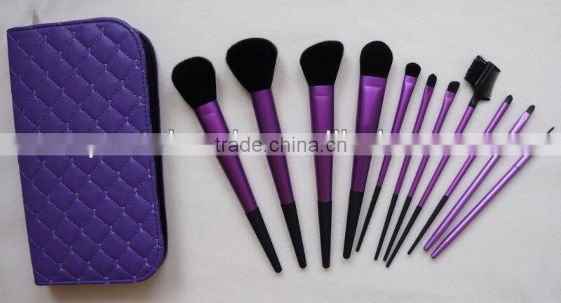 11pcs synthetic purple make up brush set